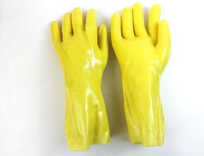 Picture of 14" Yellow Single Dipped PVC Gloves - Interlock Smooth Finish