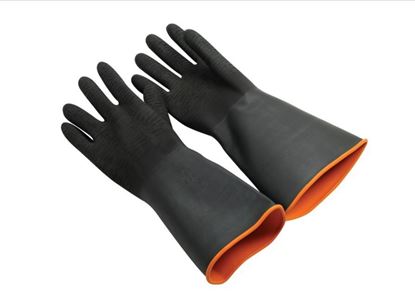 Picture of Black Heavy Weight Rubber Gloves - 14"