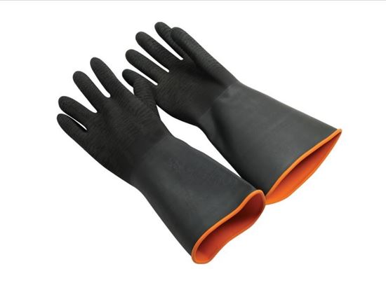 Picture of Black Heavy Weight Rubber Gloves - 18"