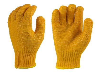 Picture of Orange Nylon String Knit Gloves - Criss Cross PVC 2 Sides