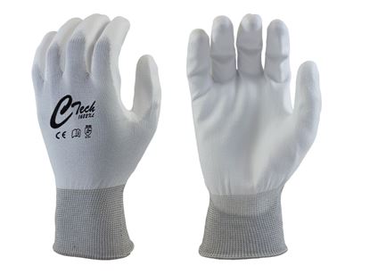 Picture of Ctech White PU Coated Palm Gloves - White Nylon Liner