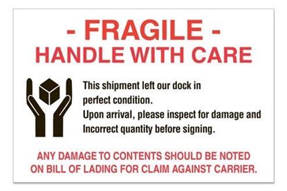 Picture of Fragile Handle With Care - Printed Labels