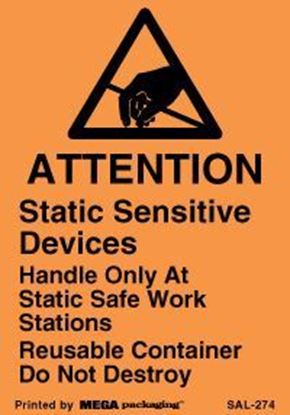 Picture of Attention Static Sensitive Devices - Orange - Removable Adhesive