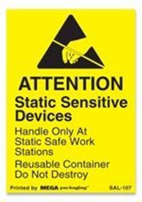 Picture of Attention Static Sensitive Devices - Yellow 1-3/4 x 2-12