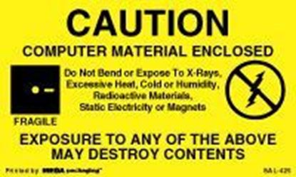 Picture of Caution Computer Material Enclosed 5 x 3