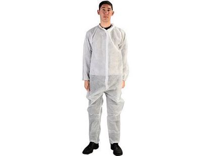 Picture of White Polypropylene Coveralls - Velcro Front